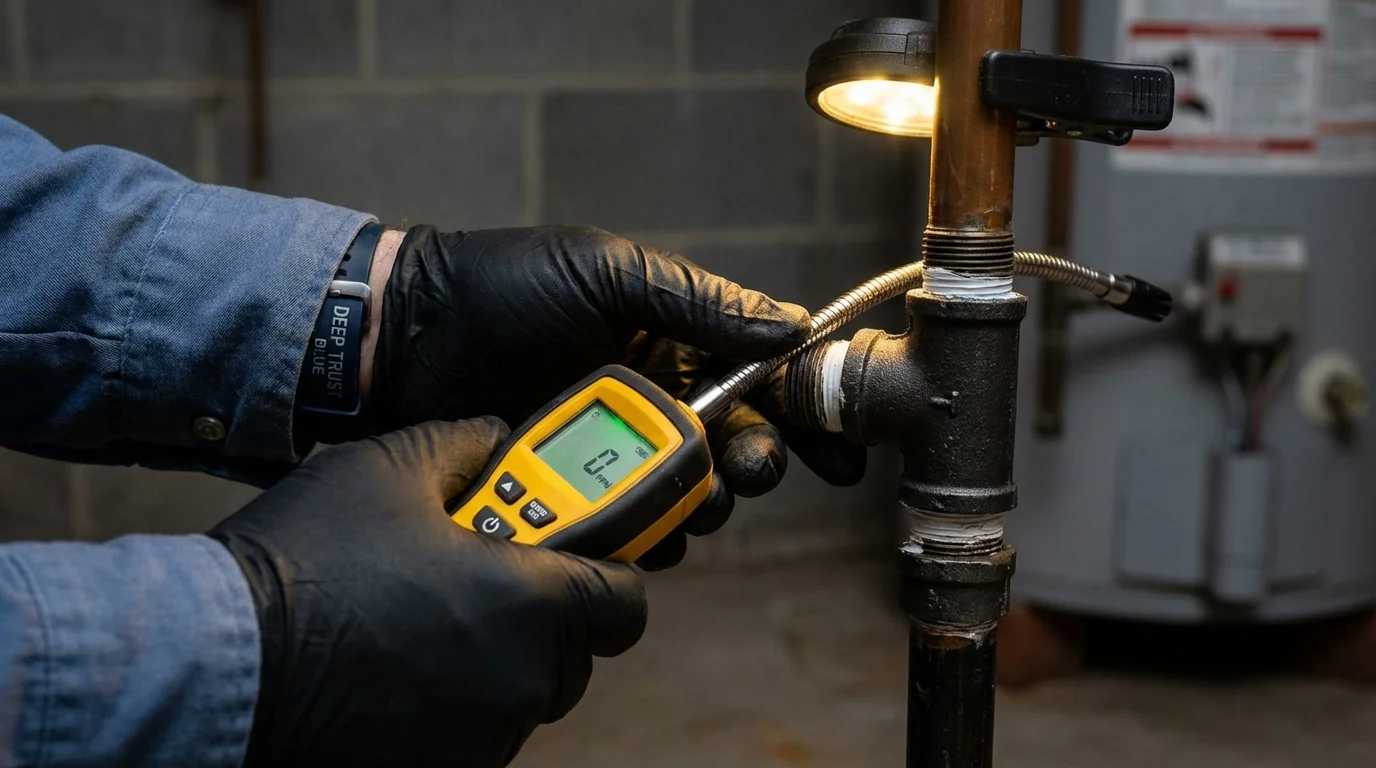 Gas leak detection with electronic sniffer by Johns Plumbing LLC in Agoura Hills