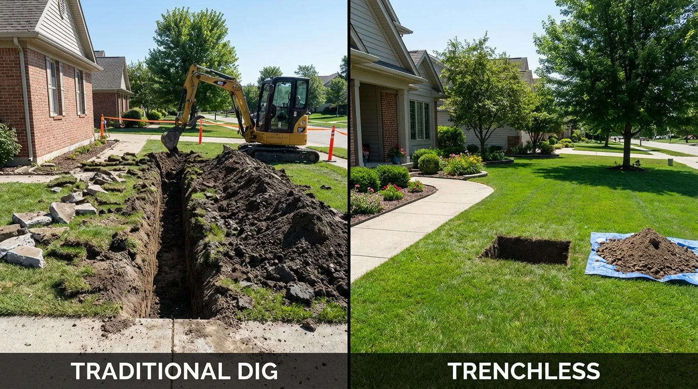 Trenchless sewer repair with minimal yard damage versus traditional excavation in Agoura Hills, CA